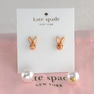 Kate Spade Gold-Tone Rabbit Bunny Head Stud Earrings (with Dust Bag) BRAND NEW